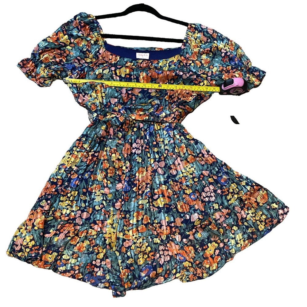Hailey & Co Cottage Core Feminine Spring Secret Floral Blue Mini Dress Woman’s L - Picture 7 of 9
